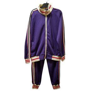 Dioxoib Track Suit Men’s Large Purple Sweatsuit Stretch Jacket Jogger Pants Set